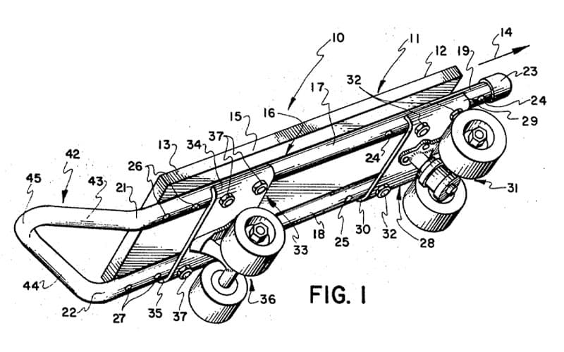 skateboard kicktail patent figure one